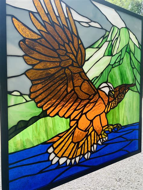 Stained Glass Eagle 186eg 16 5 X 17 25 Etsy