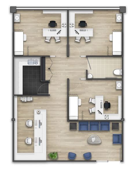 Floor Plan Rendering On Behance Office Layout Plan