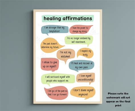 Healing Affirmations For Addiction Recovery Wall Print Etsy