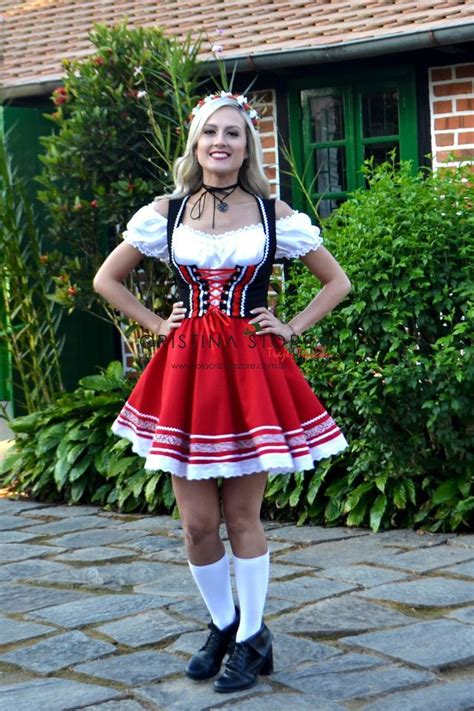 Traje Típico Alemão Vermelho Tradicional Oktoberfest Outfit Cute Girl Dresses Costumes For Women