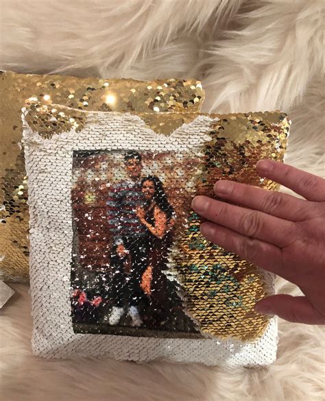 Custom Sequin Pillows Personalized T Your Photo Onto Etsy