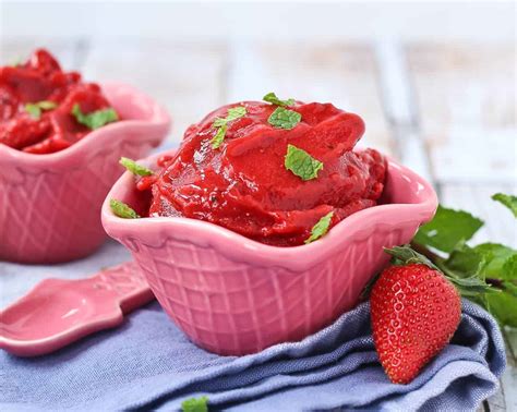 Strawberry Sorbet With Mint 2 Ingredients 5 Minutes Rachel Cooks