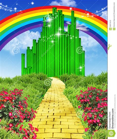 Rainbow Over The Yellow Brick Road Stock Photos Image 35011613