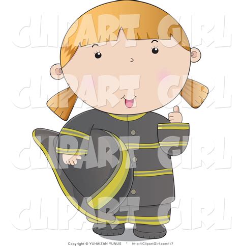 Clip Art Of A Friendly Firefighter Woman In A Black Uniform Giving The