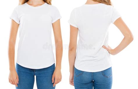 Front Back Views Woman T Shirt On White Women Tshirtgirl T Shirt