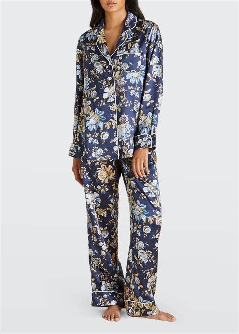 Olivia Von Halle Lila Odile Floral Silk Pajama Set Bergdorf Goodman