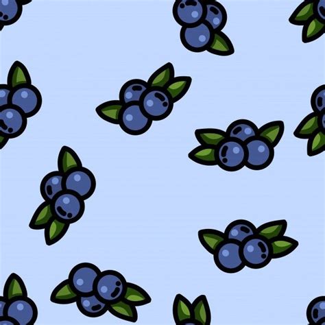 Premium Vector Cute Cartoon Flat Style Blueberry Seamless Pattern Blue Drawings Cute