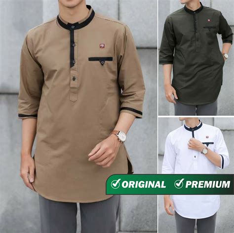 Baju Koko Pria Kurta Dewasa Lengan 3/4 Kualitas Premium 058 - Putih - M