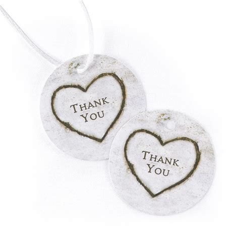 Birch Carved Heart Thank You Tags For Hotel Room Bags Bridal Shower