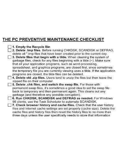 Free 10 Preventive Maintenance Checklist Samples Vehicle Machines