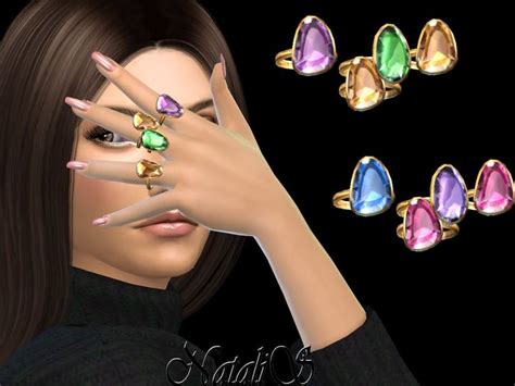 Sims 4 — Natalismixed Gems Rings Left By Natalis — Mixed Multicolor