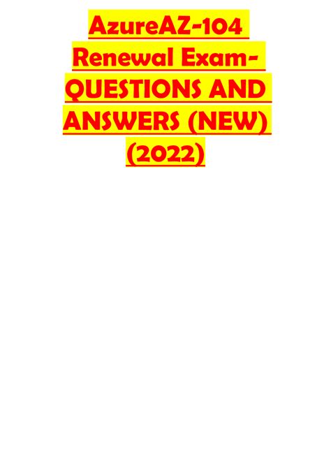 New Az 104 Renewal Exam Question And Answer Updated All Answers