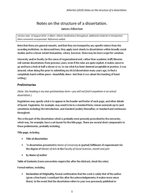 Tips and examples for writing thesis statements. Dissertation Structure | Thesis | Survey Methodology