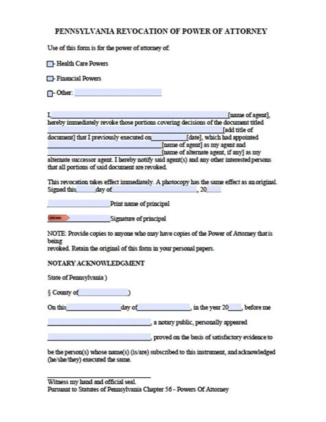 Free Pennsylvania Power Of Attorney Forms In Fillable Pdf 9 Types