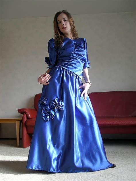 Satin Dress Ann Shows Her Blue Satin Ball Gown She Looks Flickr