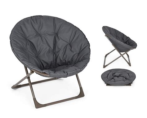 Folding chairs for the next big game. Oversized Grey Folding Moon Chair Saucer Bean Bag Chair ...