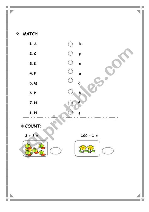 English Worksheets Letters And Numbers