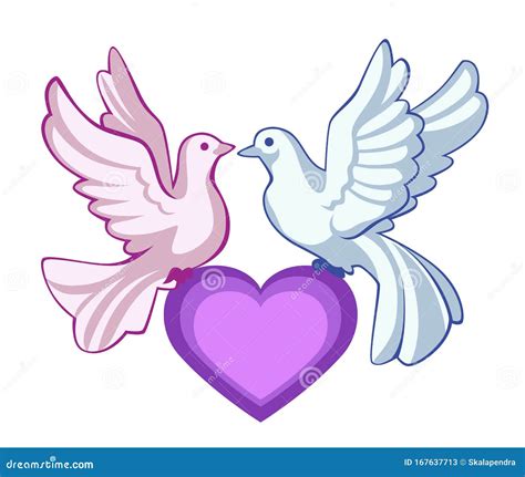 Two Doves On Heart Stock Vector Illustration Of Grace 167637713