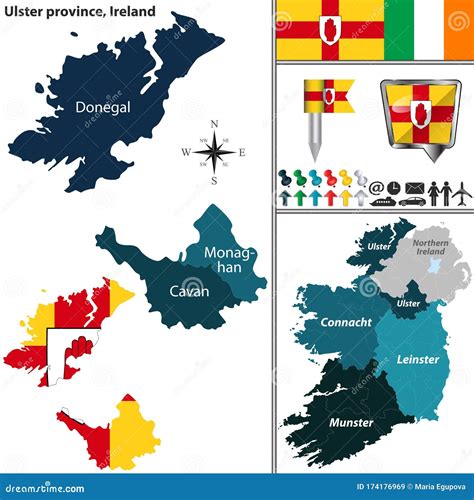 Ulster Province Map Of Ireland In Front Of A White Background Royalty