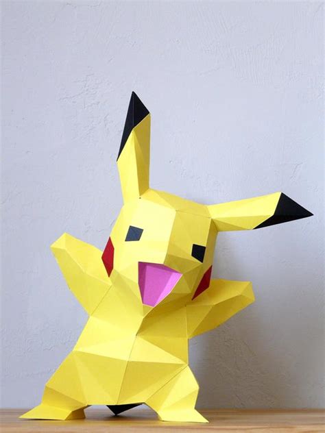 3d Papercraft Pokemon Pikachu Diy Templates Etsy Papercraft Pokemon