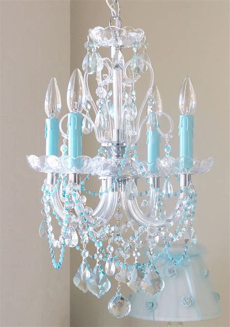 Sparkly Blue Crystal Chandelier Turquoise Chandelier Beaded Chandelier