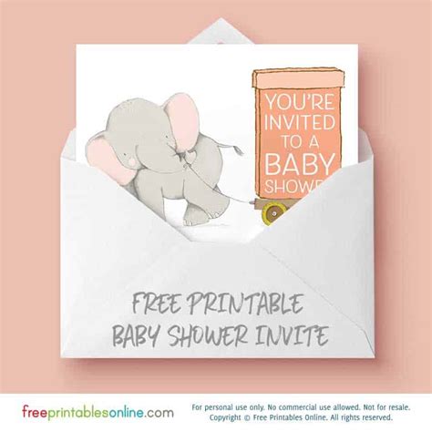 Our beautifully designed elephant baby shower in a box come with all the baby shower elephant theme printables you need! Cute Elephant Baby Shower Invitation - Free Printables Online
