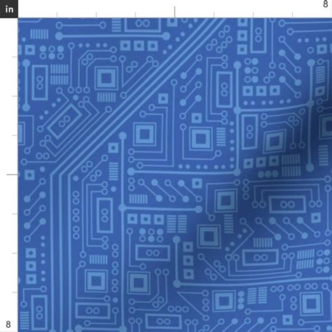 Computer Fabric Robot Circuit Board Blue By Robyriker Etsy