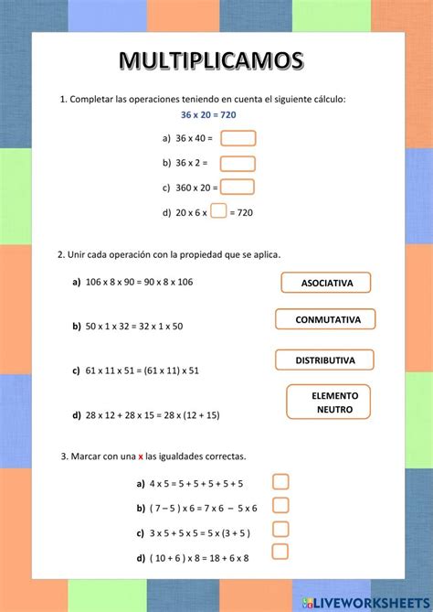 Actividad Interactiva De Propiedades De La Multiplicaci N Para Sexto