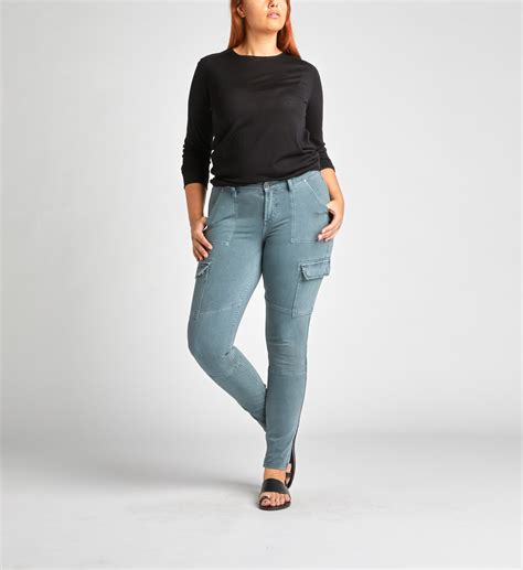 Women S Mid Rise Skinny Cargo Jeans Silver Jeans Co