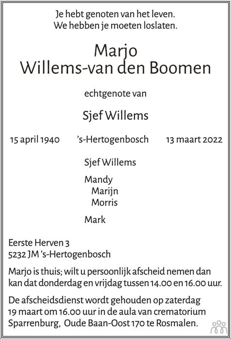 Marjo Willems Van Den Boomen Overlijdensbericht En My Xxx Hot Girl