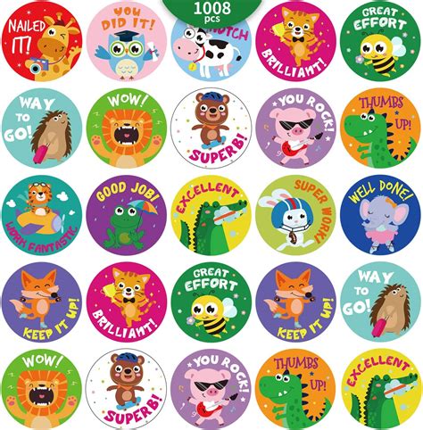 1008 Pieces Animal Reward Stickers For Kids Student Award Adorable