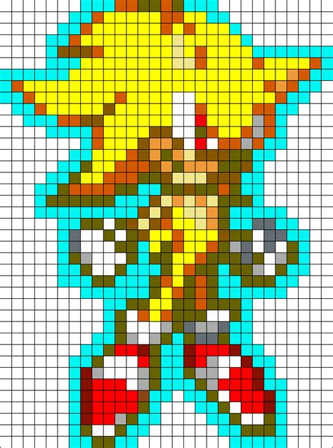 The sonic pixel art template below is by sonikkudrawings. Super Sonic bead pattern | Pixel art, Easy pixel art ...