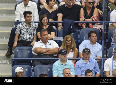 Chris Christie Wife Mary Pat Son Patrick Tennis Us Open 9 7 2018 Photo