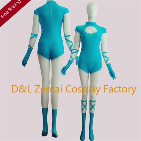 Buy Free Shipping Dhl Sexy Blue And Flesh Full Body Lycra Catsuit For Woman