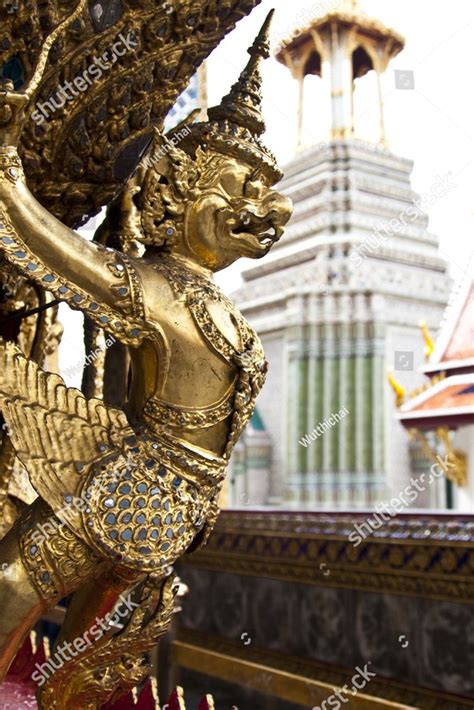 The Statue Garuda Fairy Tale Animal Of Thai Buddhist In The Temple Wall