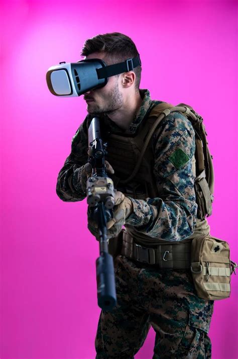 Soldier In Battle Using Virtual Reality Glasses 11868652 Stock Photo At