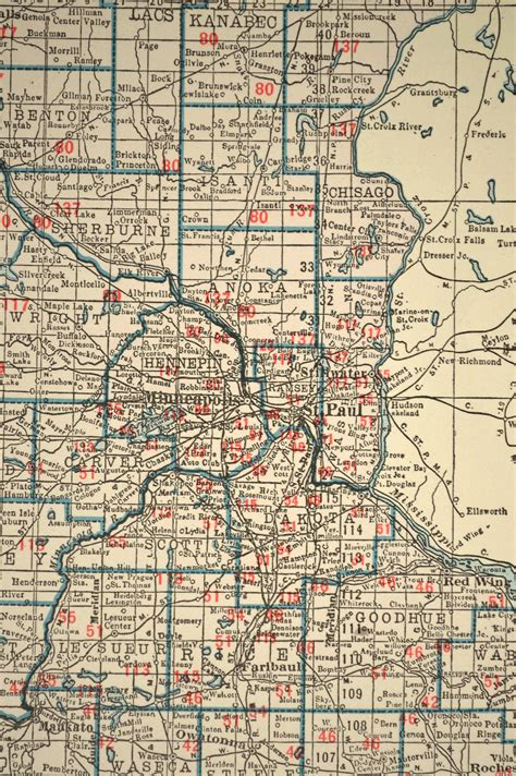 Minnesota Map Of Minnesota Wall Art Decor LARGE Railroad Map Etsy