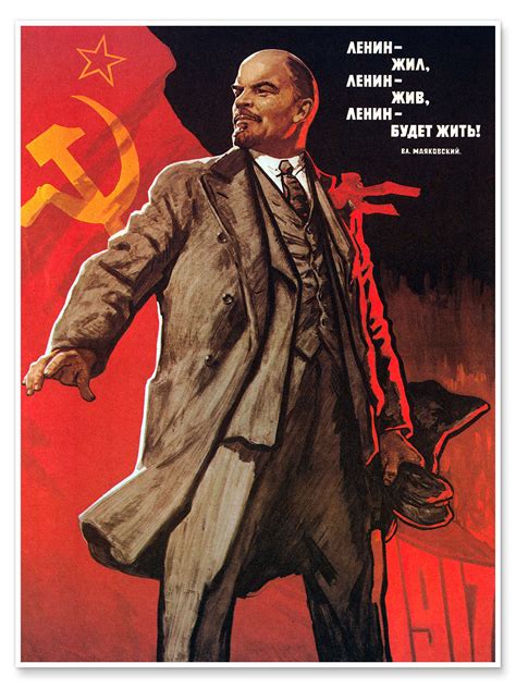 Lenin Communist Poster 1967 Van Viktor Ivanov Als Poster Canvas