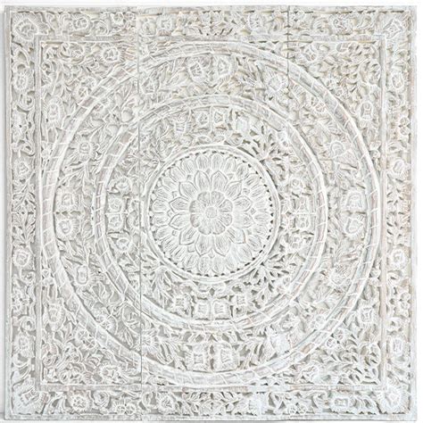 Moroccan Wall Decor Wall Art Hanging Panel 48 Inches White Wash Wooden