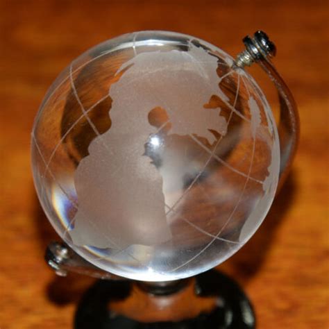 Crystal Glass Frosted World Globe Paperweight And Stand Home Desk Decor Free Ship Ebay
