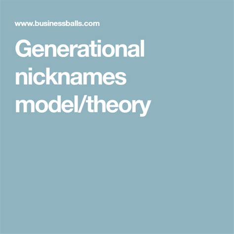 Generational Nicknames Modeltheory Theories Nicknames Generation