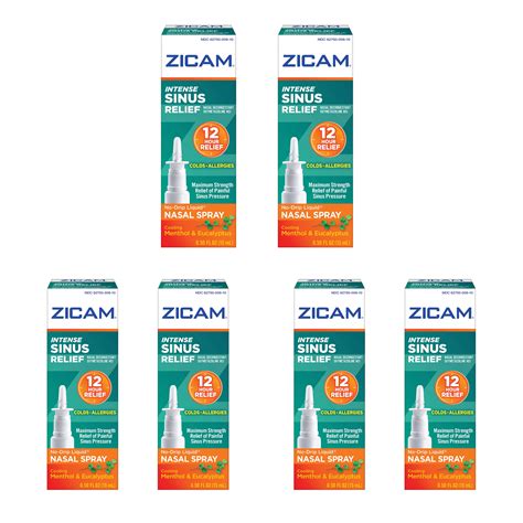 Zicam Intense Sinus Relief Liquid Nasal Spray 050 Oz Pack Of 6