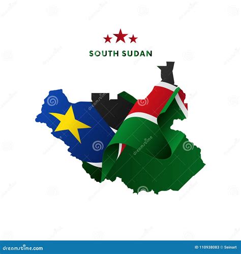 south sudan map with waving flag vector illustration stock illustration illustration of