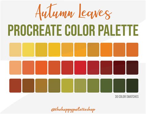 Autumn Leaves Fall Procreate Color Palette Lettering Digital Art