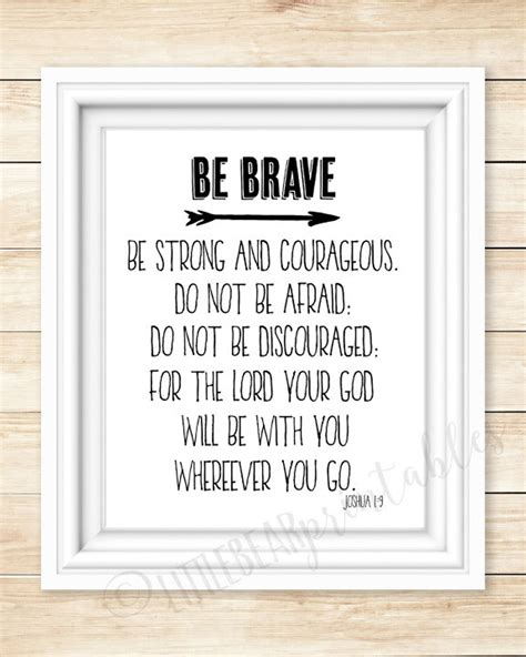 Be Brave Joshua 19 Printable Bible Verse Be Strong And Etsy