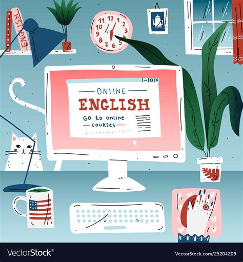 Learn English Online Education Language Workplace Vector Image