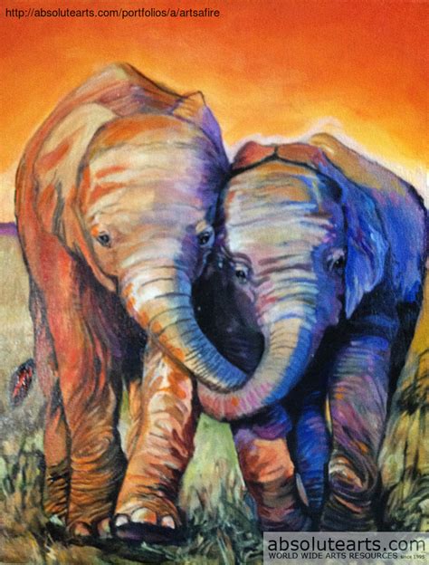 Two Baby Elephants Acrylic Painting By Sue Conditt