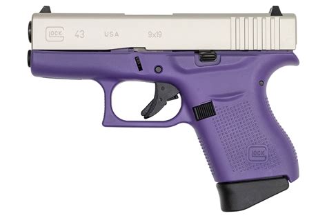 Glock 43 9mm Carry Conceal Pistol With Cerakote Purple Grip Frame And