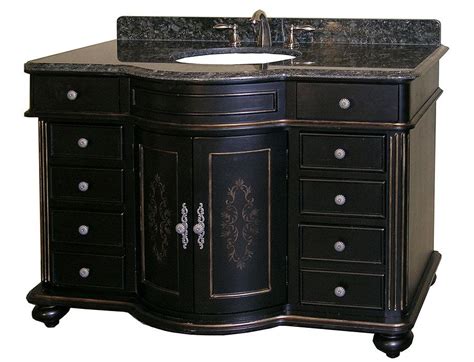 Higher priced bathroom vanities typically offer more durable material, extended warranties and enhanced appearance and finish options. 48 inch Antique Bathroom Vanity Gold Hill, Granite Top ...