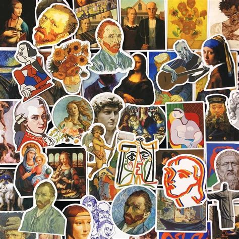 50 Famous Art Stickers Famous Paintings Stickers Laptop Etsy